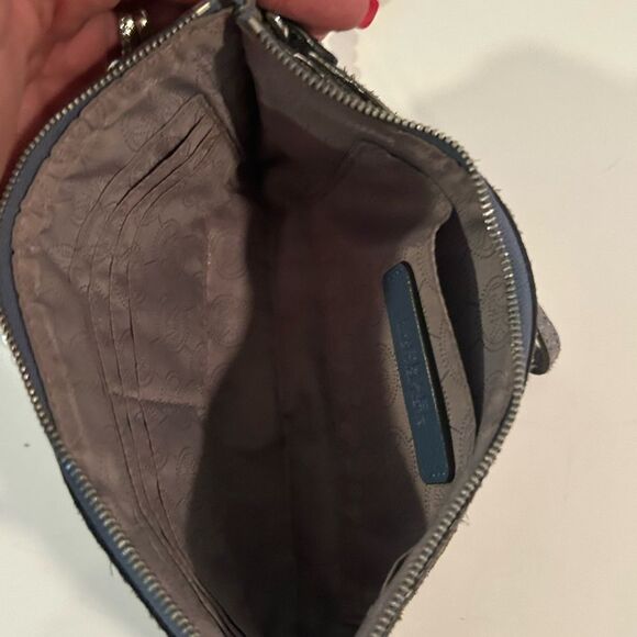 Michael Kors Blue Snakeskin Leather Studded Wristlet Clutch Wallet - Picture 8 of 11